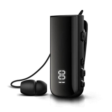 Fineblue Waterproof Bluetooth Lavalier Earpiece For Commuting sleek black waterproof lavalier headset with display, clip and earbud