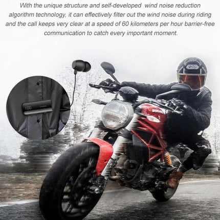 Fineblue Waterproof Bluetooth Lavalier Earpiece For Commuting rider on motorcycle in rain using waterproof lavalier headset with wind reduction