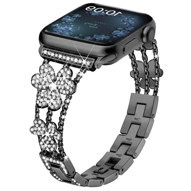 Clover Diamond Metal Adjustable Band For Apple Watch 41/45mm | Syndmart