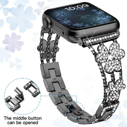 Clover Diamond Metal Adjustable Band For Apple Watch 41/45mm | Syndmart