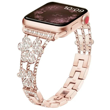 Clover Diamond Metal Adjustable Band For Apple Watch 41/45mm