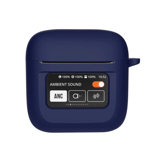 Silicone Protective Case for JBL Earphones in Daily Use navy silicone case with charging port access and ambient sound display