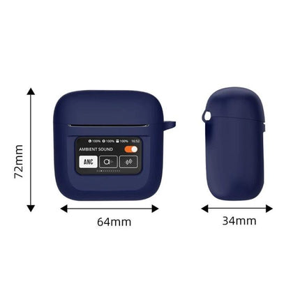 Silicone Protective Case for JBL Earphones in Daily Use navy silicone case with charging port access and dimensions 72x64x34mm