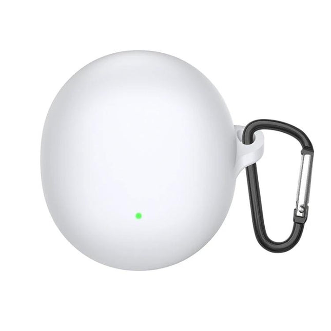 Silicone Case for OPPO Enco Air 3 During Daily Outings white silicone protective case with carabiner, 360-degree drop and scratch protection