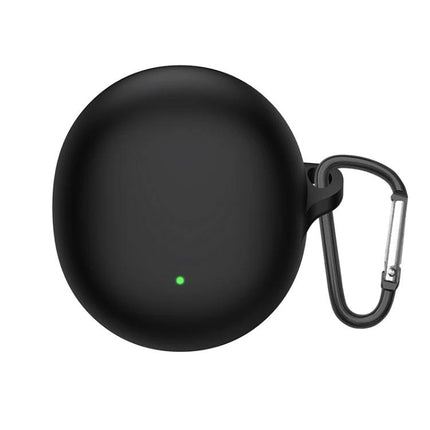 Silicone Case for OPPO Enco Air 3 During Daily Outings - black silicone protective case with carabiner