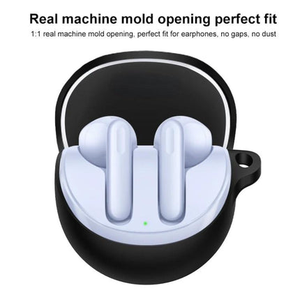 Silicone Case for OPPO Enco Air 3 During Daily Outings — black silicone protective cover showing earbuds fit and 360-degree protection
