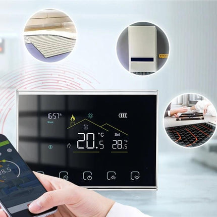 GBCW Wireless Smart LED Thermostat for Home Heating Systems sleek LED touchscreen display with smartphone remote control