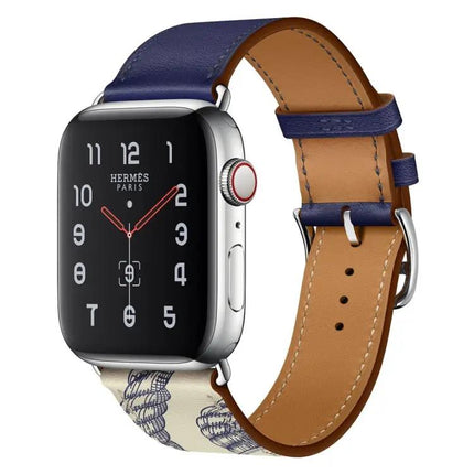 Silk Pattern Leather Apple Watch Band Compatible 38-45mm