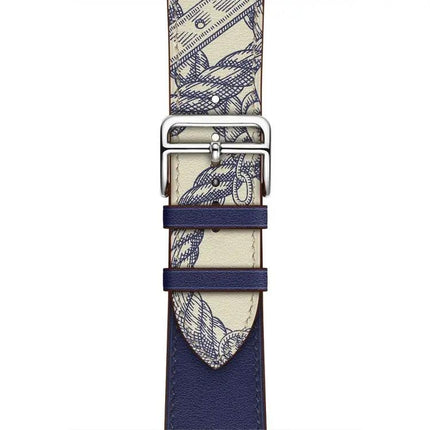 Silk Pattern Leather Apple Watch Band Compatible 38-45mm