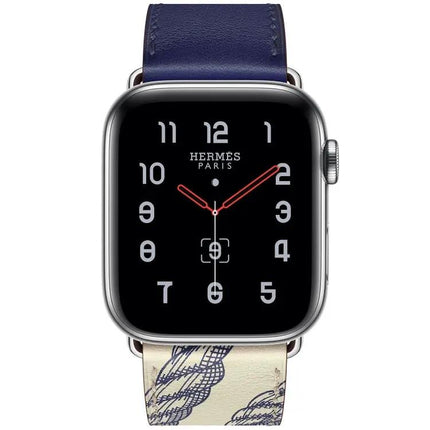Silk Pattern Leather Apple Watch Band Compatible 38-45mm