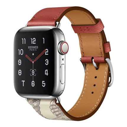Silk Pattern Leather Apple Watch Band Compatible 38-45mm