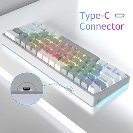 AULA Ergonomic 61-Key Wired RGB Mechanical Keyboard for Gaming showing compact 61-key layout, RGB lighting and Type-C connector