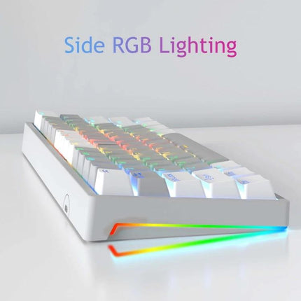 AULA Ergonomic 61-Key Wired RGB Mechanical Keyboard for Gaming with white compact design and side RGB lighting for ergonomic gaming