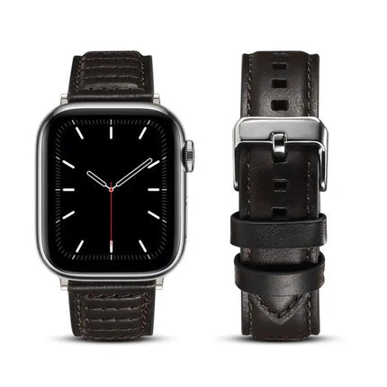 Genuine Oil Wax Leather Watch Band For Apple Watch 38-49mm