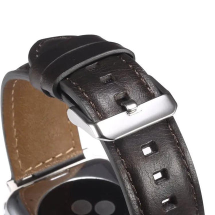 Genuine Oil Wax Leather Watch Band For Apple Watch 38-49mm