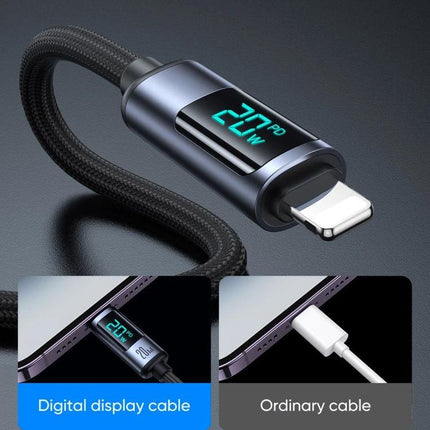 Joyroom Cable for Daily Phone Charging and Syncing - braided PD 20W digital display charging and syncing cable for everyday use