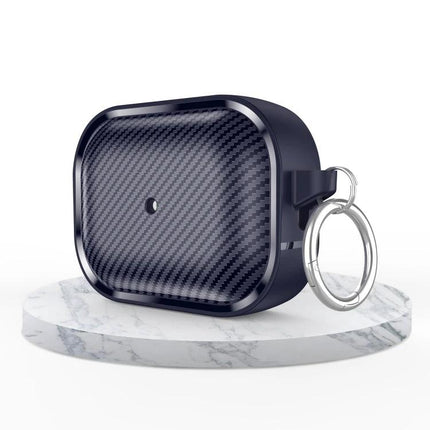 Protective Carbon Fiber Earphone Case for Daily Commutes – durable carbon fiber protective case with keyring to shield wireless earphones from scratches and dust