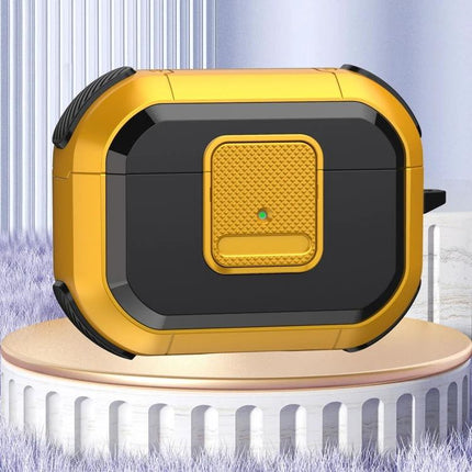Essential Protective Case for AirPods Pro in Daily Life - rugged yellow and black protective AirPods Pro case with charging access