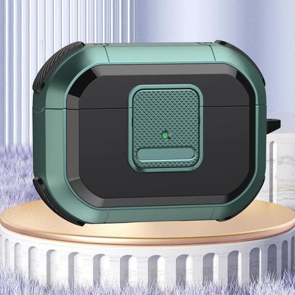 Essential Protective Case for AirPods Pro in Daily Life - rugged teal and black protective charging case shown on pedestal