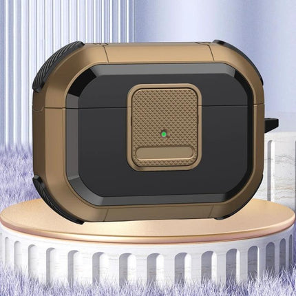 Essential Protective Case for AirPods Pro in Daily Life — rugged brown-black protective charging case with dustproof cover and easy-access port