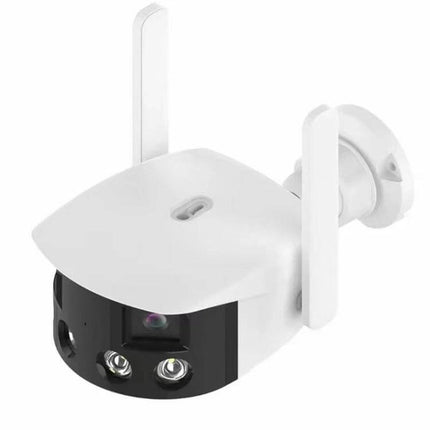 AI Security Camera for Home Monitoring with Wide-Angle View - white dual-lens outdoor camera with 180° view, two 2MP sensors, motion alerts and two-way audio