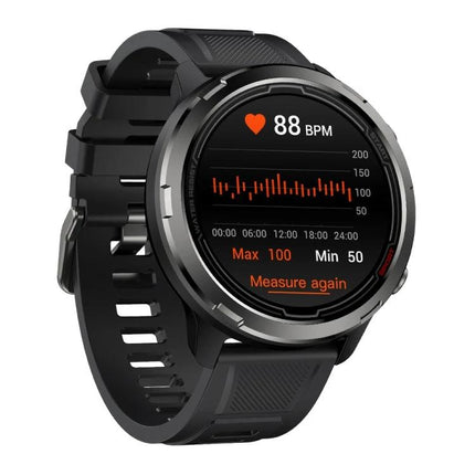 Zeblaze Stratos 2 Lite for Daily Fitness and Health Monitoring - black smartwatch showing heart rate 88 BPM and activity graph