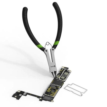 2UUL Precision Plier Cutter for Phone and Electronics Repair - ergonomic precision cutter gripping smartphone circuit board