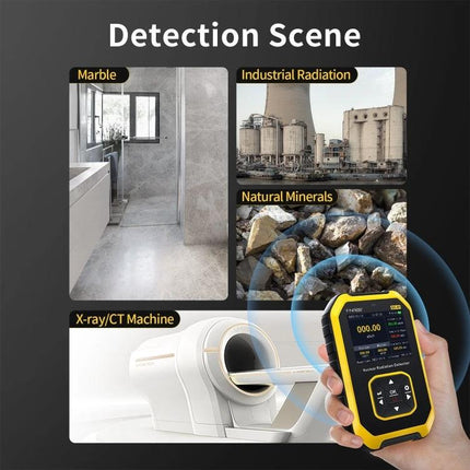 Portable Geiger Counter for Home Radiation Detection handheld device measuring marble, industrial, natural minerals and X-ray/CT scenes