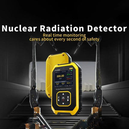 Portable Geiger Counter for Home Radiation Detection - yellow handheld Geiger counter with digital display for home and outdoor safety