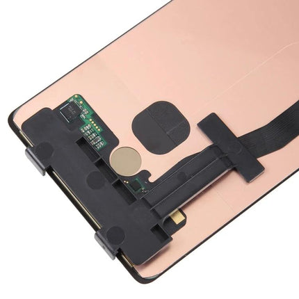 Samsung Replacement Screen for Everyday Phone Functionality - full LCD and touch digitizer assembly close-up, flex cable and connector visible