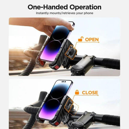 Joyroom Bicycle Phone Mount For 4.7 To 6.8 Inch Phones One Hand Use secure one-handed bike handlebar phone holder with triple protection