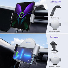 Ultimate Wireless Car Charger & Phone Holder with Dual-Coil Technology