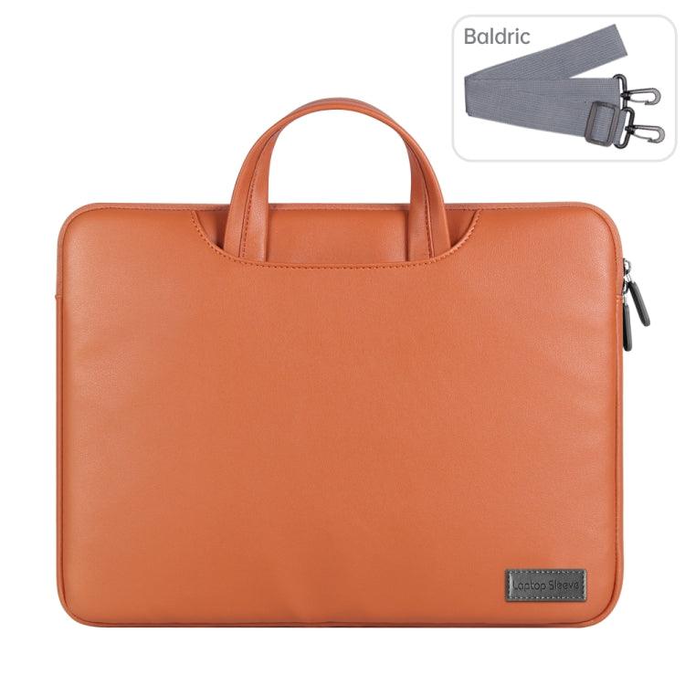 Water-Resistant PU Leather Laptop Sleeve with Plush Lining