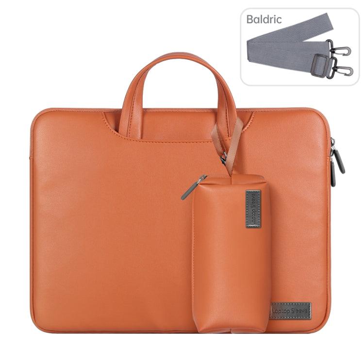 Waterproof PU Leather Laptop Sleeve with Built-in Power Pack