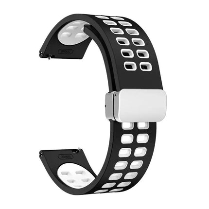 20mm Two-Tone Silicone Watch Band With Silver Folding Buckle