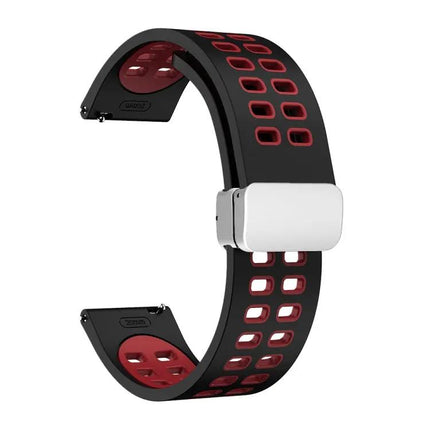 20mm Two-Tone Silicone Watch Band With Silver Folding Buckle