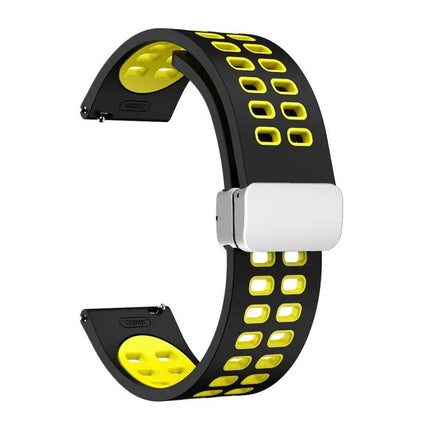 20mm Two-Tone Silicone Watch Band With Silver Folding Buckle