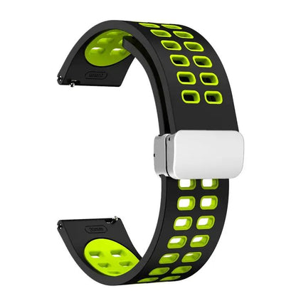 20mm Two-Tone Silicone Watch Band With Silver Folding Buckle