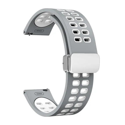 20mm Two-Tone Silicone Watch Band With Silver Folding Buckle