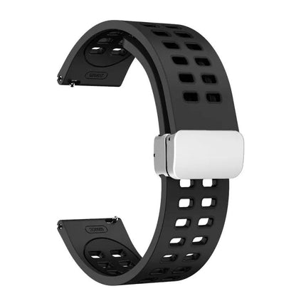 20mm Two-Tone Silicone Watch Band With Silver Folding Buckle