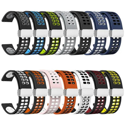 20mm Two-Tone Silicone Watch Band With Silver Folding Buckle