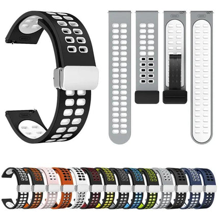 20mm Two-Tone Silicone Watch Band With Silver Folding Buckle