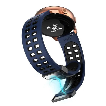 22mm Two-Tone Silicone Watch Band With Silver Fold Buckle