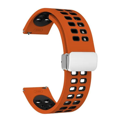 22mm Two-Tone Silicone Watch Band With Silver Fold Buckle