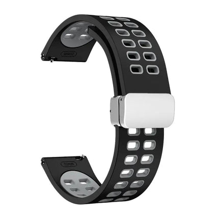 22mm Two-Tone Silicone Watch Band With Silver Fold Buckle