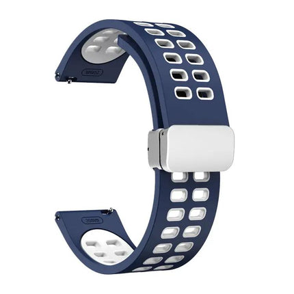 22mm Two-Tone Silicone Watch Band With Silver Fold Buckle