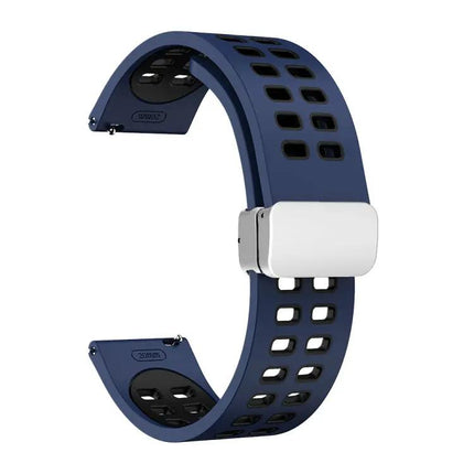 22mm Two-Tone Silicone Watch Band With Silver Fold Buckle