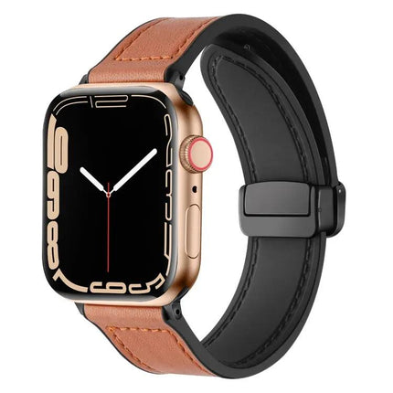 Magnetic Folding Silicone Leather Band for Apple Watch 49mm