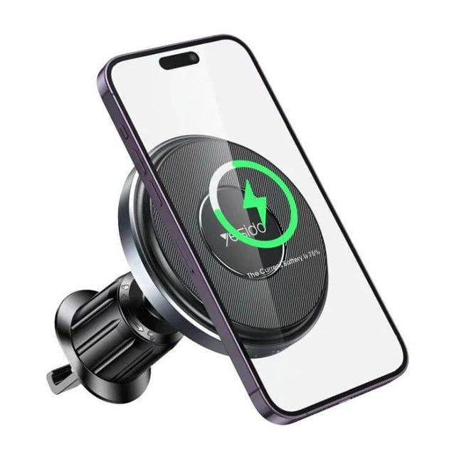 Yesido MagSafe Car Vent Charger for iPhone, Strong Magnetic Hold mounted on vent with iPhone charging and 360° rotation
