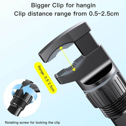 Yesido Car Rearview Mirror Phone Holder With Adjustable Angle showing bigger clip, 0.5–2.5cm range and rotating screw for locking the clip